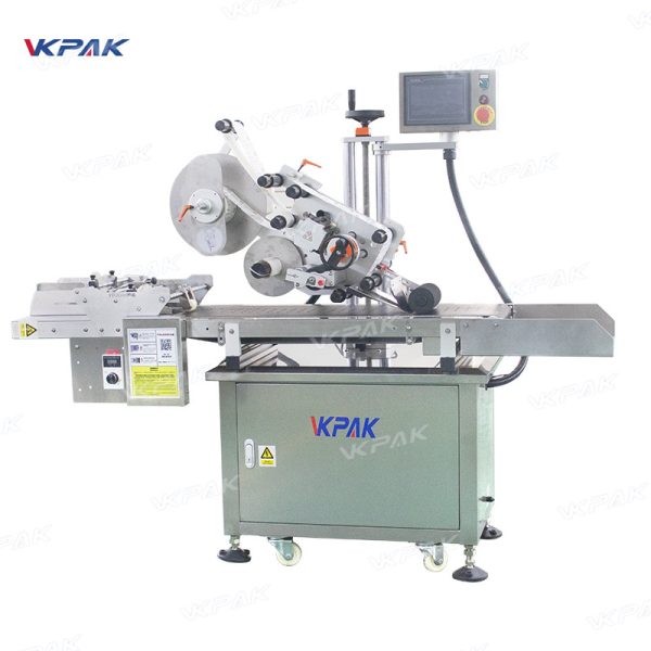 VK-FPL Automatic Flat Paging Top Side Hang Tag Plastic Bags Pouch Labeling Machine