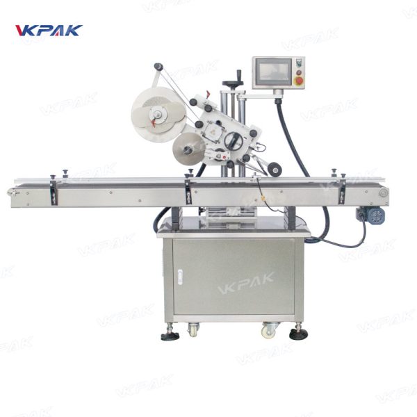 VK-FTL Automatic Flat Surface Top Side Lid Caps Pouch Bags Sticker Labeling Machine