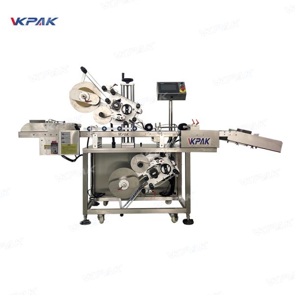 VK-TBL-F Automatic Mylar Bag Pouch Top And Bottom Labeling Machine With Friction Feeder