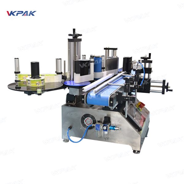 VK-TL-RP Automatic Desktop Juice Round Bottle Double Sided Sticker Labeling Machine