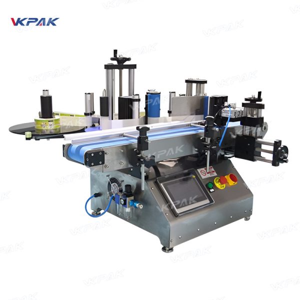 VK-TL-RP Automatic Desktop Juice Round Bottle Double Sided Sticker Labeling Machine